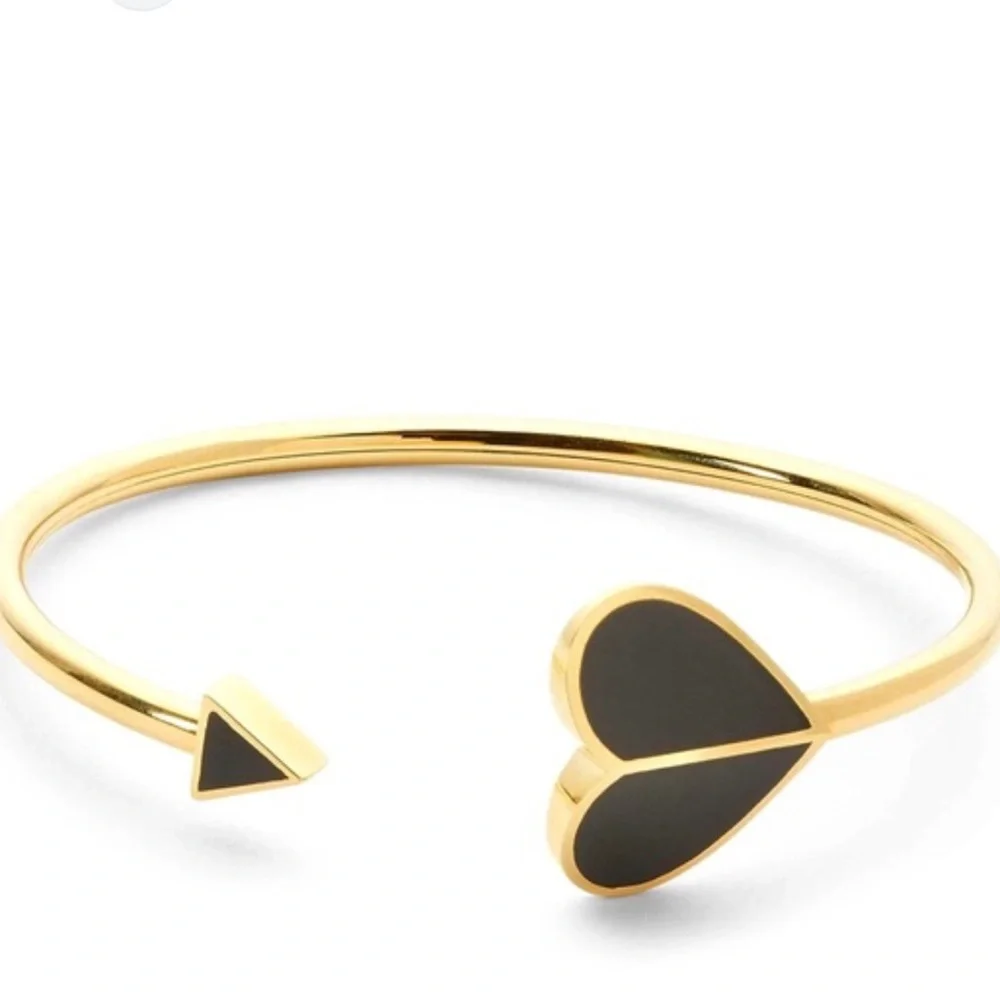 $68 Kate Spade Heritage Heart Metal Spade Flex Bracelet Black
